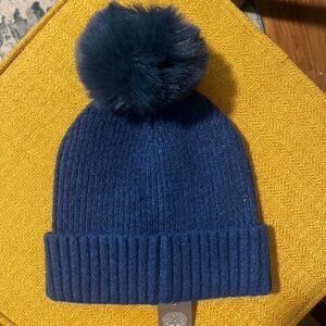 Beanie Hat Ribbed Knit w/Faux Fur Pom-Pom Vince Camuto Toboggan NWT